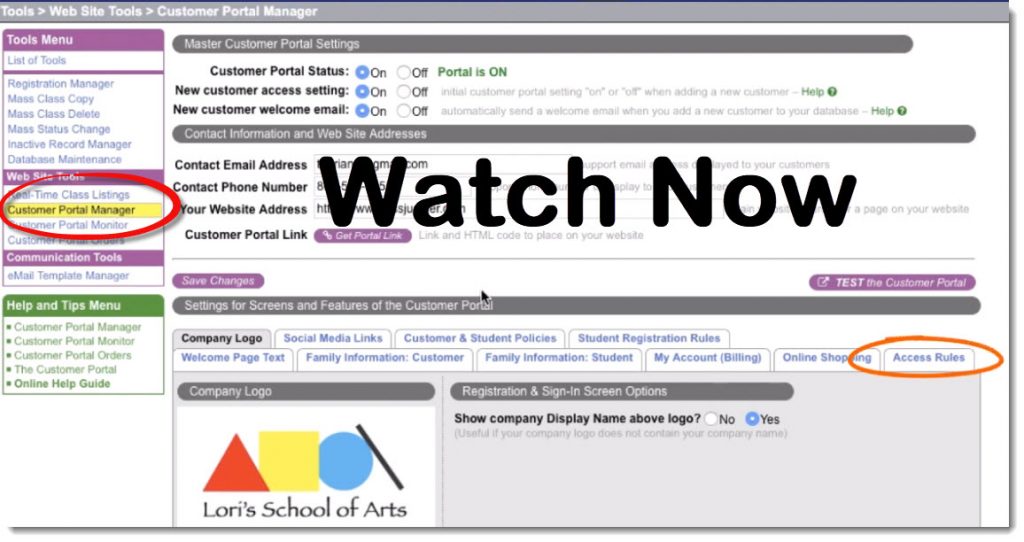 Customer portal access rules video